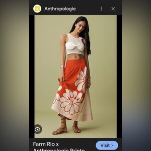 Anthropologie Farm Rio printed poplin midi skirt